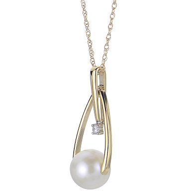 PearLustre by Imperial 14k Gold Freshwater Cultured Pearl & Diamond Accent Necklace