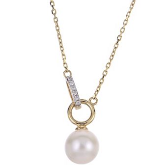 PearLustre by Imperial 14k Gold Akoya Cultured Pearl & Diamond Accent Necklace