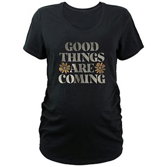 Maternity Good Things Are Coming V-Neck Graphic Tee