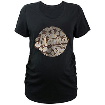 Maternity Mama Flower Print V-Neck Graphic Tee