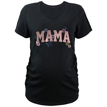 Maternity Mama Flowers V-Neck Graphic Tee