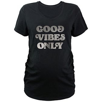 Maternity Good Vibes Only V-Neck Graphic Tee