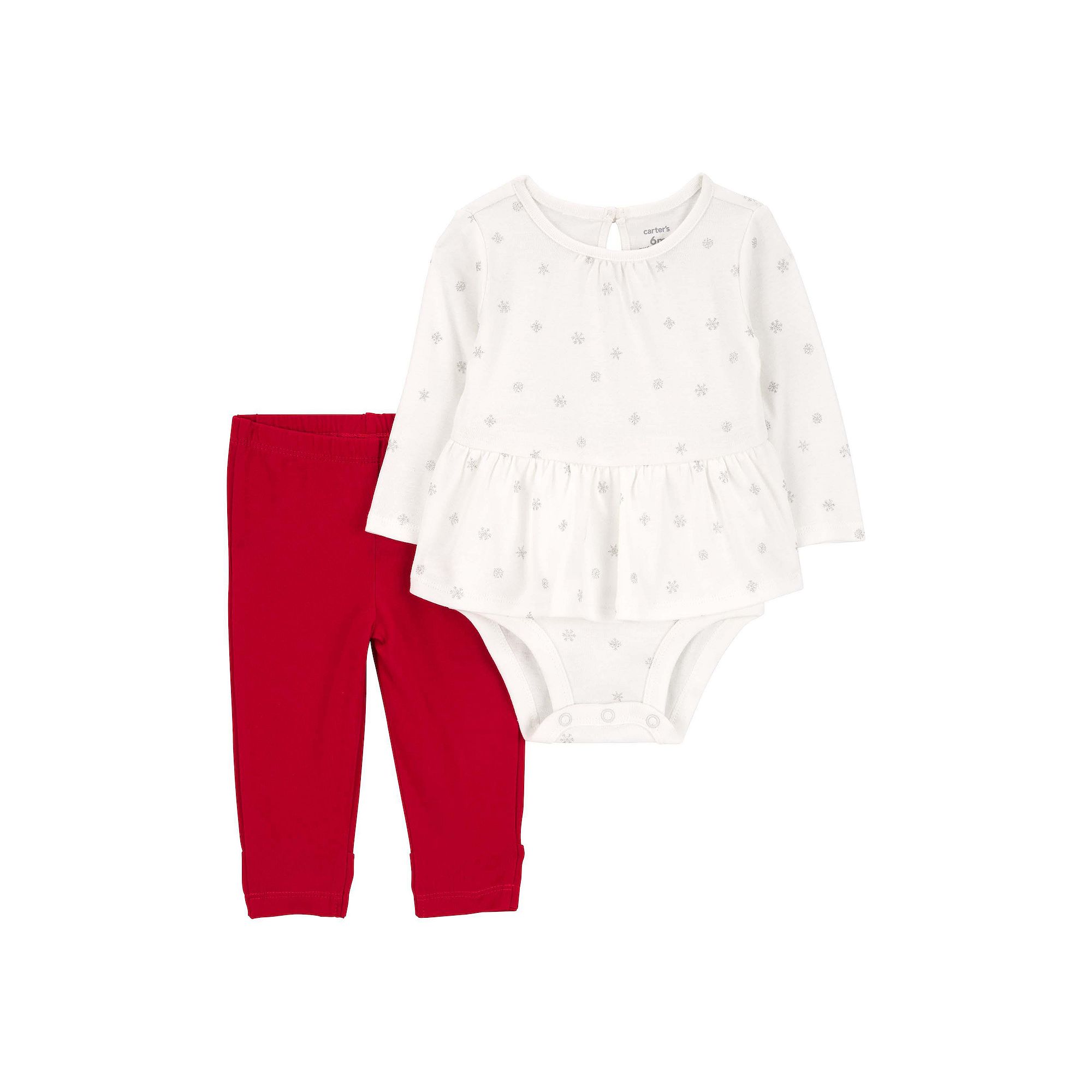 Baby Girl Carters 2-Piece Snowflake Peplum Bodysuit Pant Set, Girls, Size