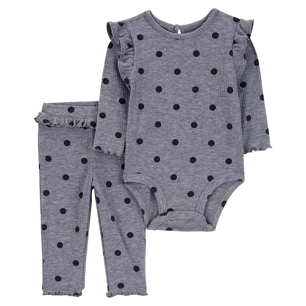 Carter's 2pc Baby Girl Long-Sleeve Bow Bodysuit & Black Pants Set
