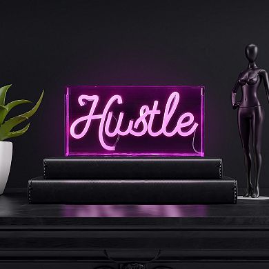 Hustle Contemporary Glam Acrylic Box Usb Operated Led Neon Light