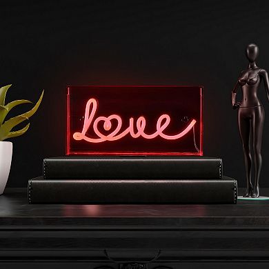 Love Contemporary Glam Acrylic Box Usb Operated Led Neon Light