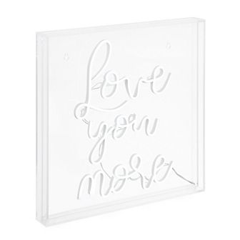 Love You More Square Contemporary Glam Acrylic Box Usb Operated Led Neon Light