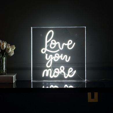 Love You More Square Contemporary Glam Acrylic Box Usb Operated Led Neon Light