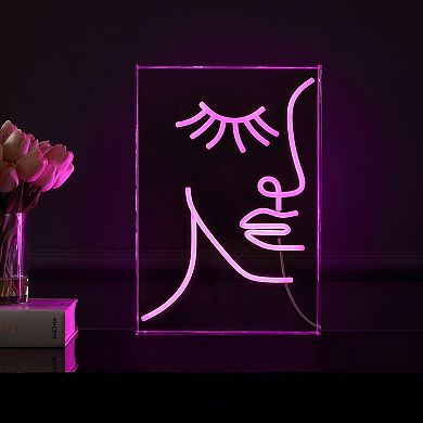 Half Face Contemporary Glam Acrylic Box Usb Operated Led Neon Light