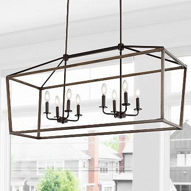 Oria Iron Farmhouse Industrial Lantern Led Pendant