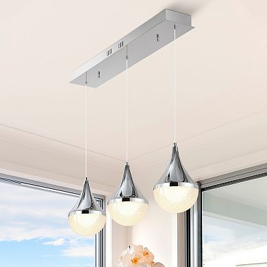 Elyse Teardrop Modern Mid Century Iron/acrylic Integrated Linear Led Pendant