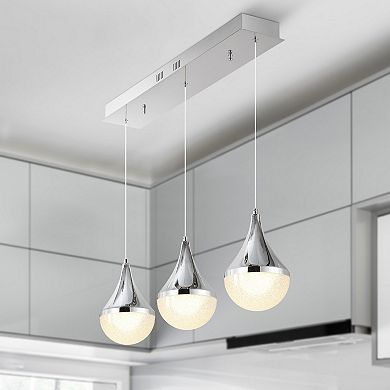 Elyse Teardrop Modern Mid Century Iron/acrylic Integrated Linear Led Pendant