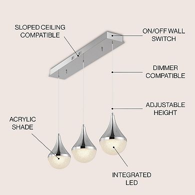 Elyse Teardrop Modern Mid Century Iron/acrylic Integrated Linear Led Pendant