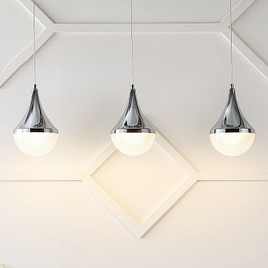 Elyse Teardrop Modern Mid Century Iron/acrylic Integrated Linear Led Pendant
