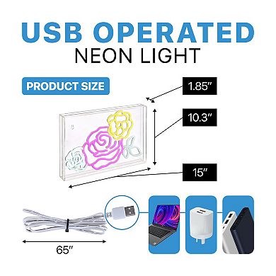 Crowd Of Roses Contemporary Glam Acrylic Box Usb Operated Led Neon Light