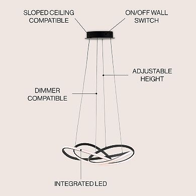 Alexia Abstract Integrated Led Metal Adjustable Pendant