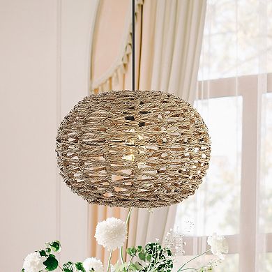Isla Farmhouse Coastal Rattan Led Pendant