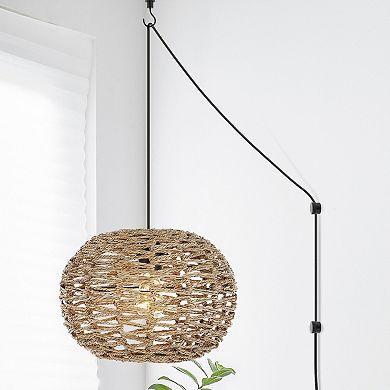 Isla Farmhouse Coastal Rattan Led Pendant