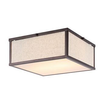 Grant Minimalist Industrial Square Linen Iron Led Flush Mount