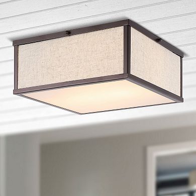 Grant Minimalist Industrial Square Linen Iron Led Flush Mount