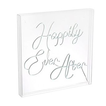 Happily Ever After Square Contemporary Glam Acrylic Box Usb Operated Led Neon Light