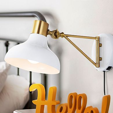 Lynn Swing Arm Modern Midcentury Iron Usb Charging Port Led Sconce