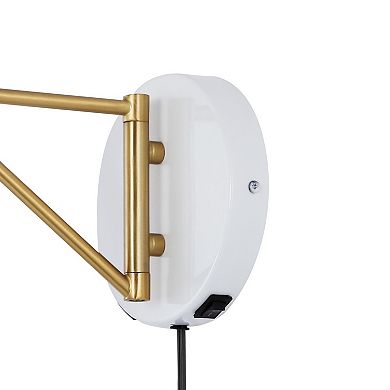 Lynn Swing Arm Modern Midcentury Iron Usb Charging Port Led Sconce