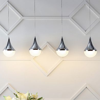 Elyse Teardrop Modern Mid Century Iron/acrylic Integrated Linear Led Pendant