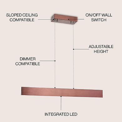 Draper Dimmable Adjustable Integrated Led Metal Linear Pendant