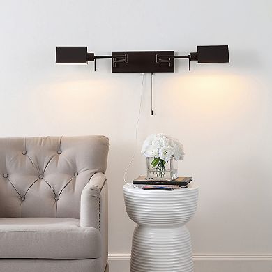 Arlo Farmhouse Industrial Single Swing Arm Plug In Or Hardwired Iron Led Wall Sconce With Pull Chain