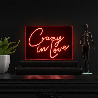 Crazy In Love Contemporary Glam Acrylic Box Usb Operated Led Neon Light