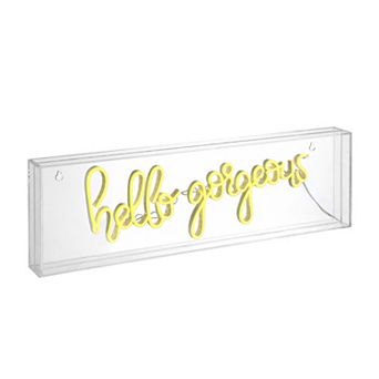 Hello Gorgerous Contemporary Glam Acrylic Box Usb Operated Led Neon Light