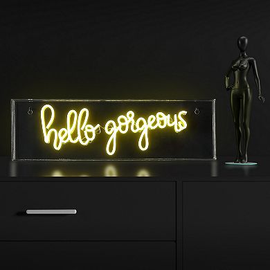 Hello Gorgerous Contemporary Glam Acrylic Box Usb Operated Led Neon Light