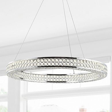 Benton Round Integrated Led Crystal/metal Pendant