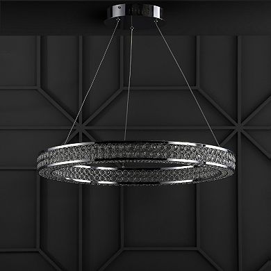 Benton Round Integrated Led Crystal/metal Pendant