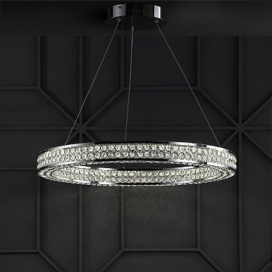 Benton Round Integrated Led Crystal/metal Pendant