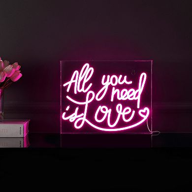 All You Need Is Love Contemporary Glam Acrylic Box Usb Operated Led Neon Light