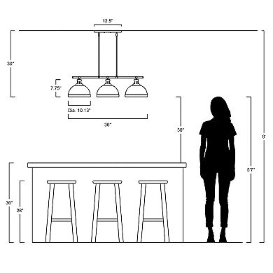 Asher Industrial Farmhouse Iron Linear Led Pendant