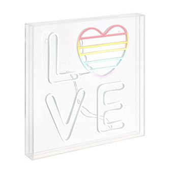 Love Square Contemporary Glam Acrylic Box Usb Operated Led Neon Light