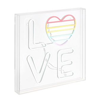 Love Square Contemporary Glam Acrylic Box Usb Operated Led Neon Light