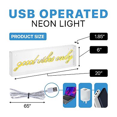 Good Vibes Only Contemporary Glam Acrylic Box Usb Operated Led Neon Light