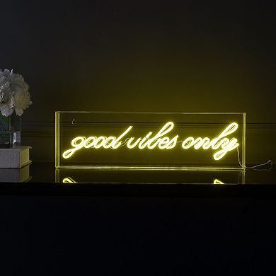 Good Vibes Only Contemporary Glam Acrylic Box Usb Operated Led Neon Light