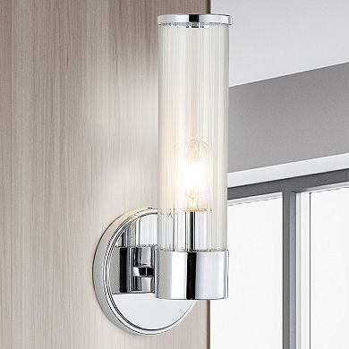 Cecil Tall Cylinder Ironstriped Glass Modern Mid Century Led Vanity