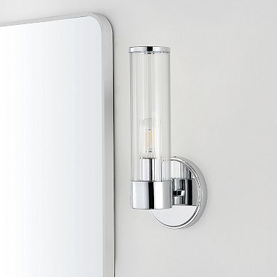 Cecil Tall Cylinder Ironstriped Glass Modern Mid Century Led Vanity