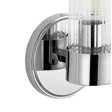 Cecil Tall Cylinder Ironstriped Glass Modern Mid Century Led Vanity