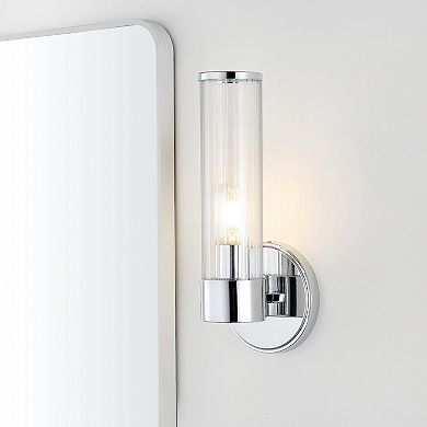 Cecil Tall Cylinder Ironstriped Glass Modern Mid Century Led Vanity