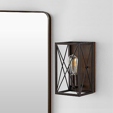Norris X Frame Farmhouse Rustic Iron Led Sconce