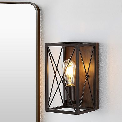 Norris X Frame Farmhouse Rustic Iron Led Sconce