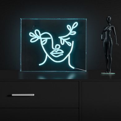 Teary Face Contemporary Glam Acrylic Box Usb Operated Led Neon Light