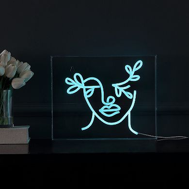 Teary Face Contemporary Glam Acrylic Box Usb Operated Led Neon Light